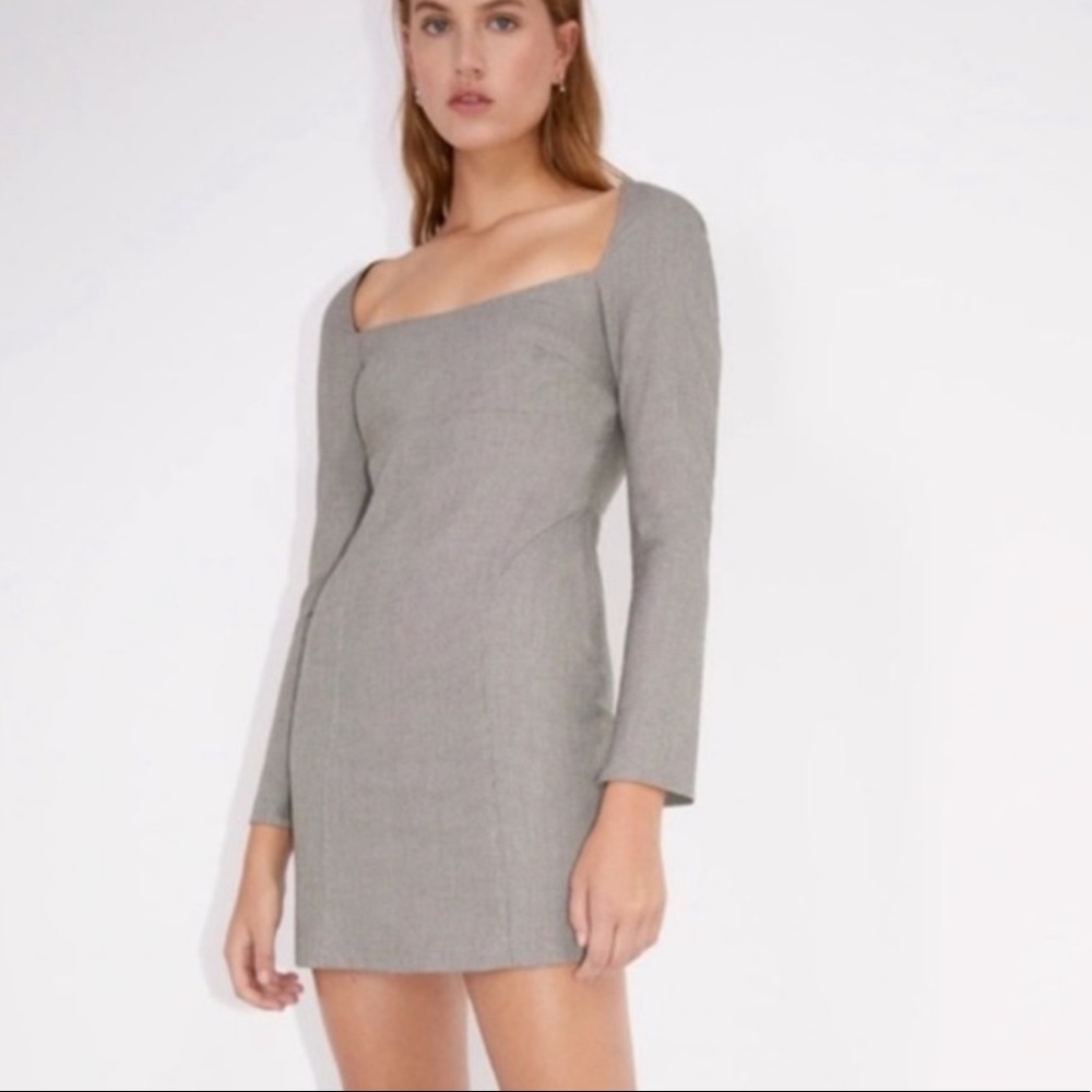 ZARA NWT square neck dress plaid
